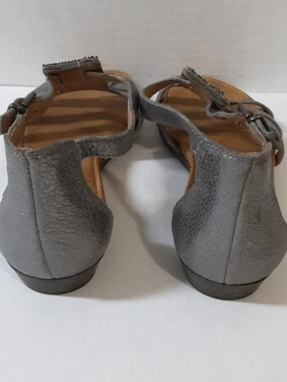 Nurture leather sandals  gladiator women 8 embellishments ankle gray boho casual